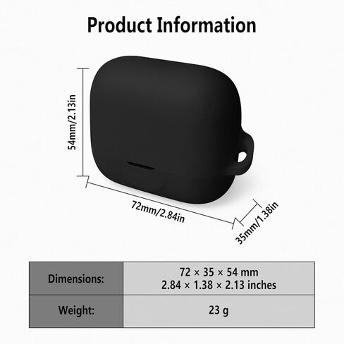 حافظة سيليكون Geiomoo لجهاز EarFun Air Pro 4+، EarFun Air Pro 4 Plus، غطاء حماية ناعم ومرن مقاوم للخدش مع حلقة تسلق (أسود) in Kuwait