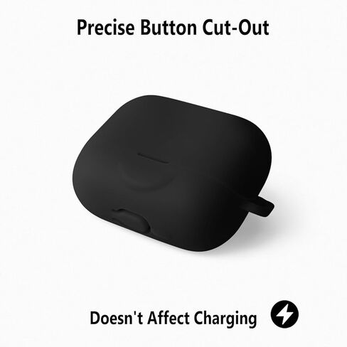 حافظة سيليكون Geiomoo لجهاز EarFun Air Pro 4+، EarFun Air Pro 4 Plus، غطاء حماية ناعم ومرن مقاوم للخدش مع حلقة تسلق (أسود) in Kuwait