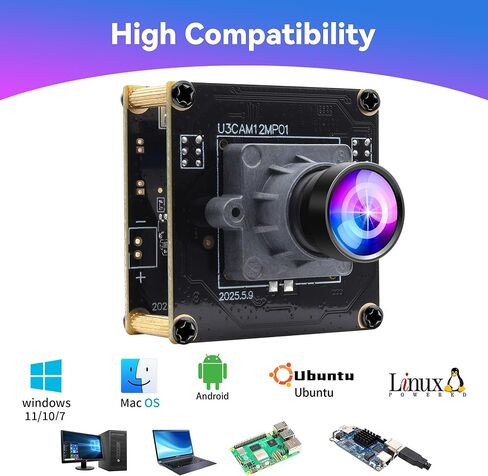 وحدة كاميرا USB3.0 عالية السرعة ELP، 1080P/230 إطارًا في الثانية، 4K/60 إطارًا في الثانية، 12 ميجابكسل/30 إطارًا في الثانية، كاميرات Mini UVC USB3.0/2.0 Lightburn لنظام التشغيل Windows، Linux، Mac، Pi، زاوية واسعة 88 درجة (ارتفاع) لوحة كاميرا ويب IMX577 ل in Kuwait