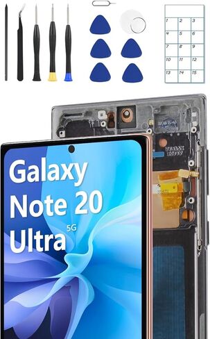 الإصدار الأمريكي لجهاز Samsung Note20 Ultra استبدال الشاشة لجهاز Galaxy Note20 Ultra 5G مع الإطار ومستشعر بصمة الإصبع - يتضمن مجموعة أدوات كاملة ودليل التثبيت in Kuwait