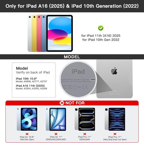 حافظة RAYMCRAFT لجهاز iPad 11th (A16, 2025)/الجيل العاشر مع لوحة مفاتيح وماوس ولوحة مفاتيح لاسلكية قابلة للفصل، وإضاءة خلفية 7 ألوان، وحافظة رفيعة مع حامل أقلام، أسود in Kuwait