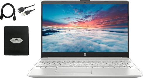 كمبيوتر محمول HP 2023 15.6 HD للأعمال والطلاب، AMD Ryzen 3 3250U (يصل إلى 3.5 جيجا هرتز)، ذاكرة الوصول العشوائي 16 جيجابايت، 1 تيرابايت HDD + 256 جيجابايت SSD، إيثرنت، واي فاي، شحن سريع، HDMI، مع ملحقات Ghost Manta، فضي طبيعي in Kuwait