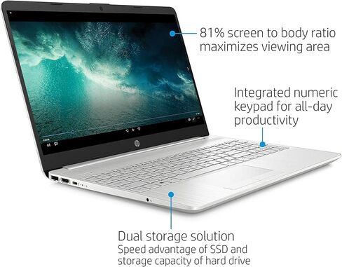 كمبيوتر محمول HP 2023 15.6 HD للأعمال والطلاب، AMD Ryzen 3 3250U (يصل إلى 3.5 جيجا هرتز)، ذاكرة الوصول العشوائي 16 جيجابايت، 1 تيرابايت HDD + 256 جيجابايت SSD، إيثرنت، واي فاي، شحن سريع، HDMI، مع ملحقات Ghost Manta، فضي طبيعي in Kuwait