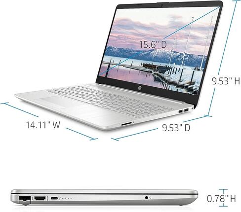 كمبيوتر محمول HP 2023 15.6 HD للأعمال والطلاب، AMD Ryzen 3 3250U (يصل إلى 3.5 جيجا هرتز)، ذاكرة الوصول العشوائي 16 جيجابايت، 1 تيرابايت HDD + 256 جيجابايت SSD، إيثرنت، واي فاي، شحن سريع، HDMI، مع ملحقات Ghost Manta، فضي طبيعي in Kuwait