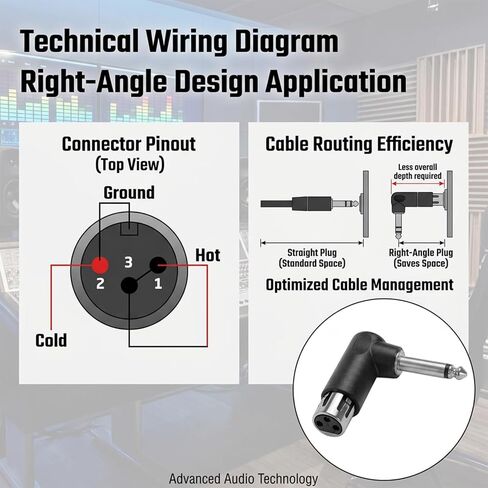 2 Pack Right Angle Adapter Male to TS 1/4", XLR 90 Degree Adapter 3-Pin XLR Female to 1/4" / 6.35 mm Male TRS Angle Adapters Adjustable 90 Degree Adapters Plug in Kuwait