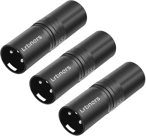 XLR Male to Male Audio Adapter, Black Shell Secure Locking Coupling Connector, 3-Pin Lossless Signal Transmission, Durable XLR Extender for Studio & Stage Equipment Cable Adapter 3-Pack in Kuwait