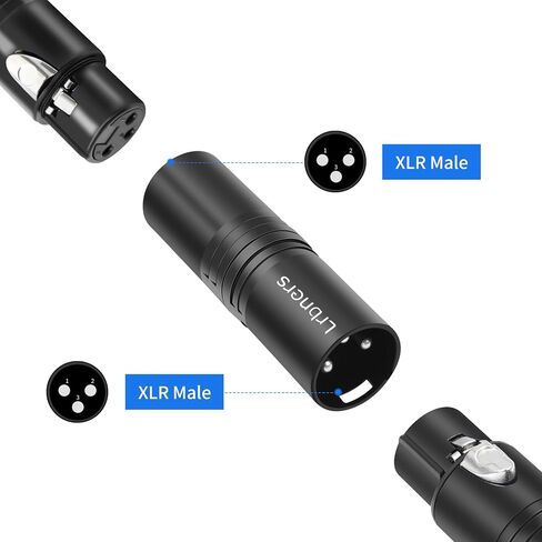 XLR Male to Male Audio Adapter, Black Shell Secure Locking Coupling Connector, 3-Pin Lossless Signal Transmission, Durable XLR Extender for Studio & Stage Equipment Cable Adapter 3-Pack in Kuwait