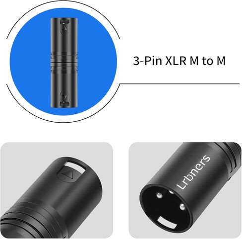 XLR Male to Male Audio Adapter, Black Shell Secure Locking Coupling Connector, 3-Pin Lossless Signal Transmission, Durable XLR Extender for Studio & Stage Equipment Cable Adapter 3-Pack in Kuwait