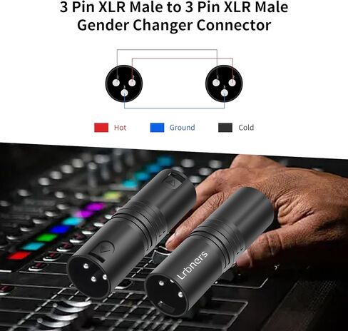 XLR Male to Male Audio Adapter, Black Shell Secure Locking Coupling Connector, 3-Pin Lossless Signal Transmission, Durable XLR Extender for Studio & Stage Equipment Cable Adapter 3-Pack in Kuwait