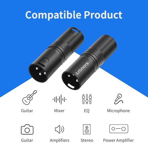 XLR Male to Male Audio Adapter, Black Shell Secure Locking Coupling Connector, 3-Pin Lossless Signal Transmission, Durable XLR Extender for Studio & Stage Equipment Cable Adapter 3-Pack in Kuwait