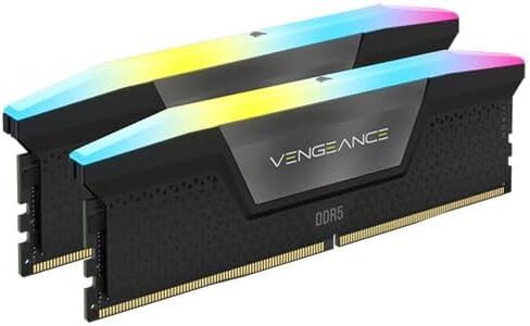 ذاكرة الوصول العشوائي Corsair Vengeance RGB DDR5 64 جيجابايت (2 × 32 جيجابايت) 6000 ميجاهرتز CL40-50-50-96 1.35 فولت Intel XMP 3.0 ذاكرة الكمبيوتر - أسود (CMH64GX5M2D6000C40) in Kuwait
