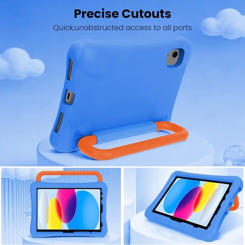حافظة أطفال لجهاز iPad الجديد الجيل الحادي عشر (A16) 11 بوصة 2025 والجيل العاشر 10.9 بوصة 2022 & Air 11 بوصة 2025/2024 & Air 5th/4th Gen & Pro 11، غطاء متين مقاوم للصدمات مع حامل قلم رصاص ومقبض. وردي in Kuwait