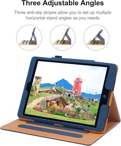 DAORANGE لجهاز iPad 9th / 8th / 7th Generation Case 10.2 بوصة موديل 2021/2020/2019، غطاء فوليو من جلد البولي يوريثان مع حامل أقلام رصاص، نوم/تنبيه تلقائي وزوايا متعددة لجهاز iPad 9/8/7 (أزرق داكن) in Kuwait