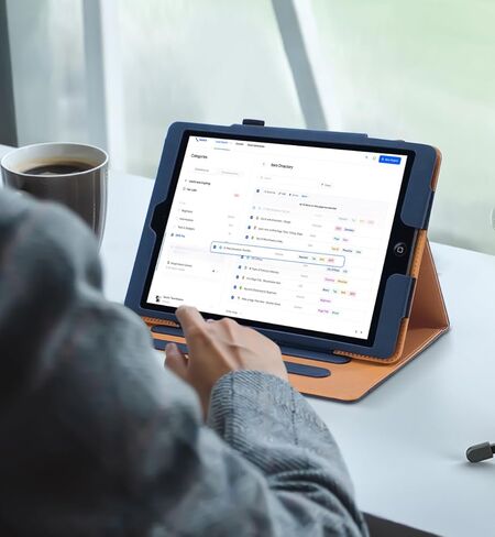 DAORANGE لجهاز iPad 9th / 8th / 7th Generation Case 10.2 بوصة موديل 2021/2020/2019، غطاء فوليو من جلد البولي يوريثان مع حامل أقلام رصاص، نوم/تنبيه تلقائي وزوايا متعددة لجهاز iPad 9/8/7 (أزرق داكن) in Kuwait