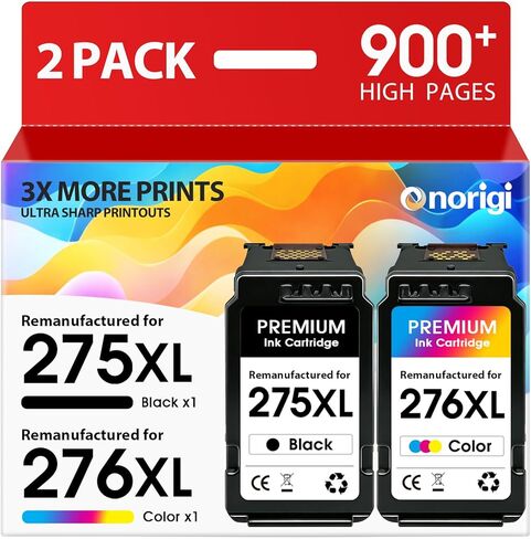 خرطوشة حبر PG-275XL CL-276XL بديلة لخراطيش الحبر Canon 275 و276 PG275 CL276 275XL 276XL لطابعة PIXMA TR4722 TR4720 TR4700 TS3522 TS3520 TS3722 TS3720 (عبوتان) in Kuwait