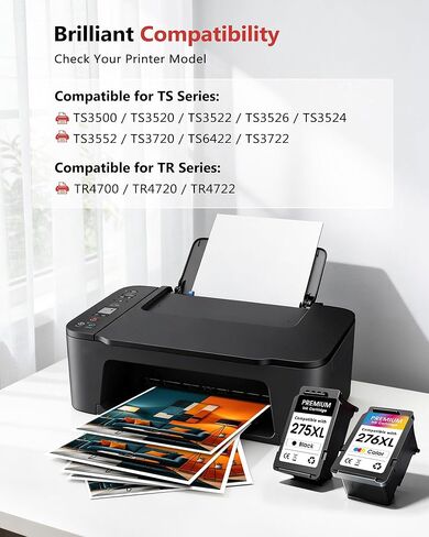 خرطوشة حبر PG-275XL CL-276XL بديلة لخراطيش الحبر Canon 275 و276 PG275 CL276 275XL 276XL لطابعة PIXMA TR4722 TR4720 TR4700 TS3522 TS3520 TS3722 TS3720 (عبوتان) in Kuwait