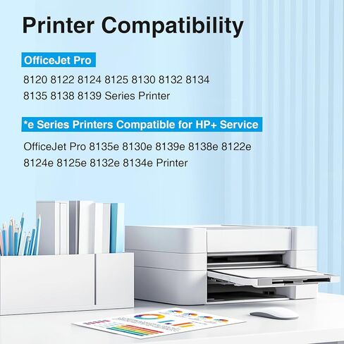 خراطيش حبر 923 لطابعات HP المتوافقة مع خراطيش حبر HP 923 بدون رقاقة 4 عبوات لـ HP OfficeJet Pro 8130e 8125e 8135e 8138e 8120e 8132e (أسود سماوي أرجواني أصفر) in Kuwait