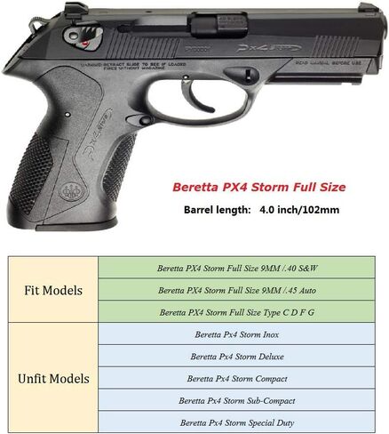 حافظة OWB لـ Beretta PX4 Storm 4 "الحجم الكامل - تم تحرير إصبع السبابة | غير قادر على التعديل | قفل تلقائي | حمل حزام الخصر الخارجي | خفيف الوزن - اليد اليمنى in Kuwait