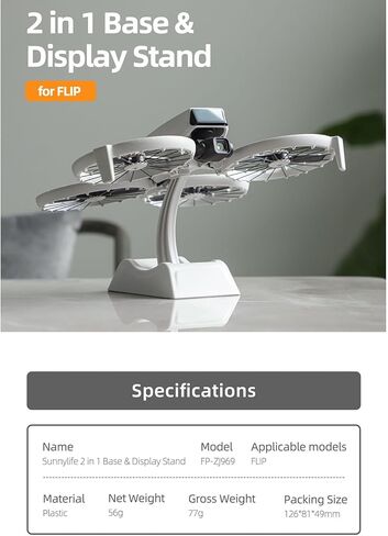 2-in-1 Support Base Desktop Display Stand, Stable & Versatile Drone Stand - For DJI FLIP Drones, Grey in Kuwait