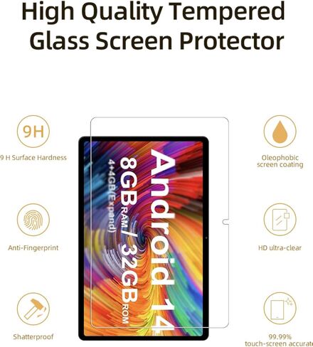 واقي شاشة لجهاز HOTTABLET Q8 PRO اللوحي مقاس 7 بوصات Android 14.0، طبقة من الزجاج المقوى المقاوم للخدش عالي الدقة لجهاز HOTTABLET Q8 PRO للحماية من السقوط، حساس للمس، مضاد لبصمات الأصابع، عبوة من قطعتين. in Kuwait