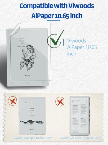 2-Pack Matte Screen Protector for Viwoods AiPaper 10.65 Inch,Matte Anti-Glare PET Film, Anti-Fingerprint & Scratch-Resistant for Natural Writing and Drawing in Kuwait