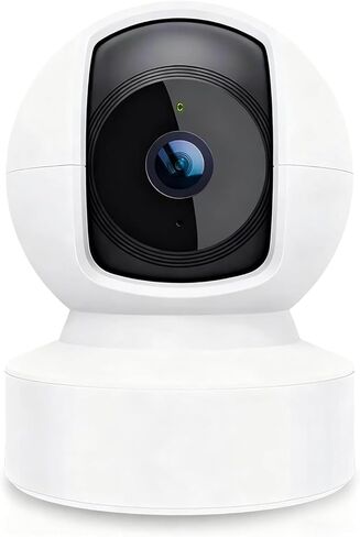 Indoor Pan/Tilt Smart Security Camera, 1080p HD Dog-Camera,2.4GHz with Night Vision,Motion Detection for Baby and Pet Monitor, Cloud & SD Card Storage, Compatible with Alexa& Google Home, White in Kuwait