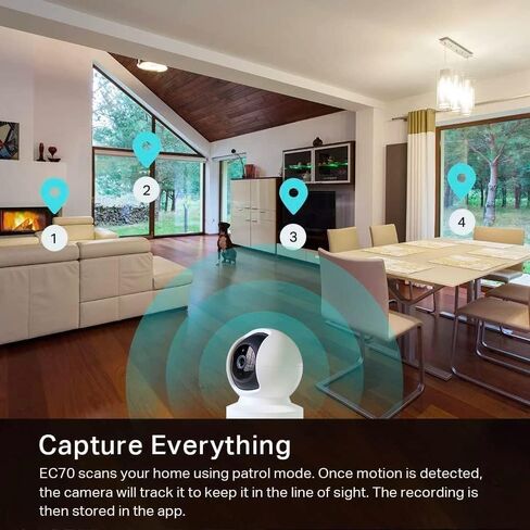 Indoor Pan/Tilt Smart Security Camera, 1080p HD Dog-Camera,2.4GHz with Night Vision,Motion Detection for Baby and Pet Monitor, Cloud & SD Card Storage, Compatible with Alexa& Google Home, White in Kuwait