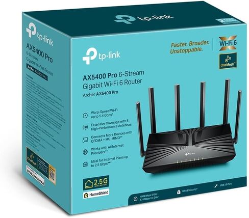 TP-Link Archer AX5400 PRO - AX5400 WiFi 6 ثنائي النطاق GIGABIT راوتر لاسلكي مع 2.5 جيجابايت POR in Kuwait