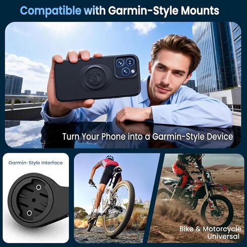 Universal Bike Phone Mount Adapter - No Tools Install, Ultra-Strong 3M VHB Adhesive Base for Garmin-Style Mounts, Fits iPhone 17/16/15 & Android Phones with Case, Secure Locking Design in Kuwait