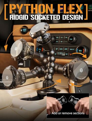 ToughTested MagTough Python Magnetic Cup Holder Phone Mount for Car, MagSafe-Compatible Phone Holder with Flexible Arm, Expandable Base, 360° Rotation for iPhone & Magnetic Cases in Kuwait