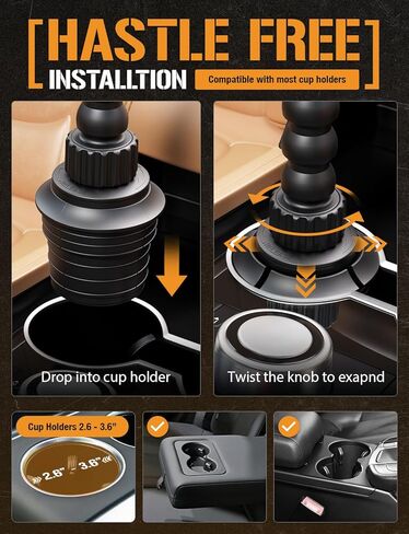 ToughTested MagTough Python Magnetic Cup Holder Phone Mount for Car, MagSafe-Compatible Phone Holder with Flexible Arm, Expandable Base, 360° Rotation for iPhone & Magnetic Cases in Kuwait