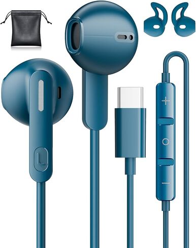 سماعات أذن سلكية USB C لهاتف Samsung Galaxy S26 Ultra S25 S24 S23 S22 A55 A17 iPhone 16 Pro Max 15 17 Air iPad Pro USB C سماعات رأس مع ميكروفون للتحكم في مستوى الصوت سماعات هاي فاي ستيريو من النوع C سلكية Xiaomi in Kuwait