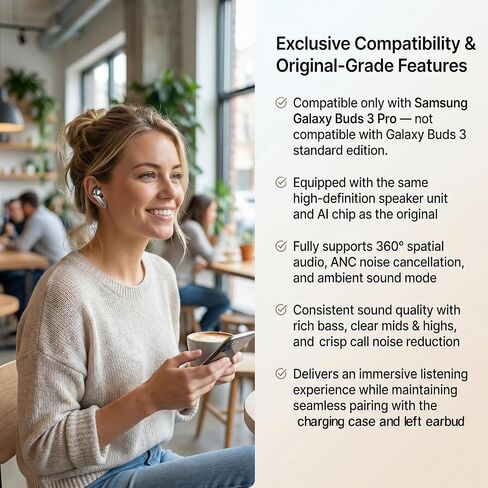 Original Single Right Replacement Earbud for Samsung Galaxy Buds 3 Pro SM-R630, True Wireless Bluetooth, AI Chip, Silver, Compatible Right Ear Only, Used Buds3Pro, R Side Buds Pro 3, Samsung Buds3 Pro in Kuwait