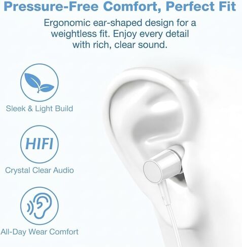 Wired Earbuds in-Ear Headphones with Microphone & Volume Control, 3.5mm Jack Stereo Sound, Noise Isolating for Phone Calls, Gaming, Daily Commute & Study, 2 Pack in Kuwait
