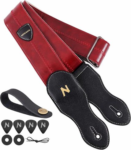 Nefelibata Guitar Strap with Pick Pocket, 2.3 inch Leather Snakeskin Pattern Guitar Straps, 60s Vintage Style in Saudi Arabia