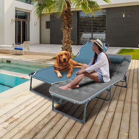Big RED Camping Sleeping Cot,5-Position Folding Cot,Lounge Chair with Mattress,Folding Sleeping Cot,Camping Cots for Adults in Kuwait