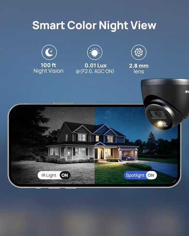 ANNKE 3K PoE Security Camera with Red-Blue Strobe Flash Light Alarm, 123° Wide Angle, Smart Dual Light Color Night Vision for Surveillance, AI Detection, H.265+, IP67, 2-Way Audio & 512GB SD Card Slot in Saudi Arabia