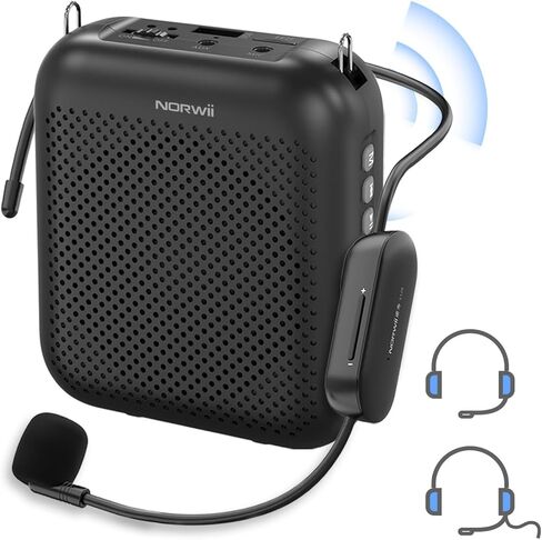 NORWII Wireless Voice Amplifier with UHF Wireless Microphone Headset, 10W 4000mAh Portable Rechargeable PA System Voice Amplifier Wireless for Teachers, Meetings, Promotions and Outdoors (Black) in Saudi Arabia