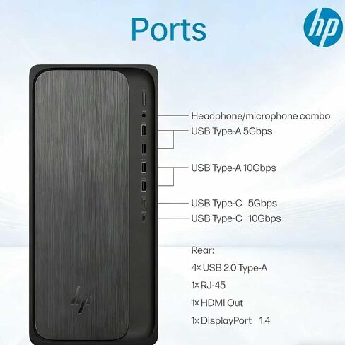 كمبيوتر سطح المكتب HP OmniDesk Tower • معالج AMD Ryzen 7 8700G ثماني النواة • ذاكرة DDR5 سعة 16 جيجابايت • محرك SSD سعة 1 تيرابايت • HDMI + DP • Wi-Fi 6 • لوحة مفاتيح وماوس لاسلكيان • Windows 11 in Kuwait