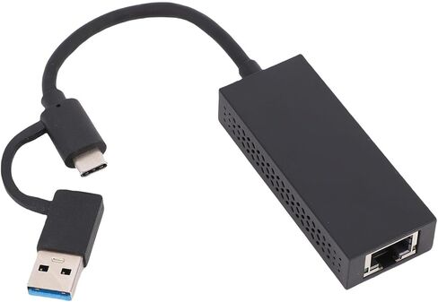 2.5Gbps USB Ethernet Adapter, USB C to Ethernet Adapters, Dual C A to RJ45 Network Converter with LED Indicator, Ideal for Computer Devices in Kuwait