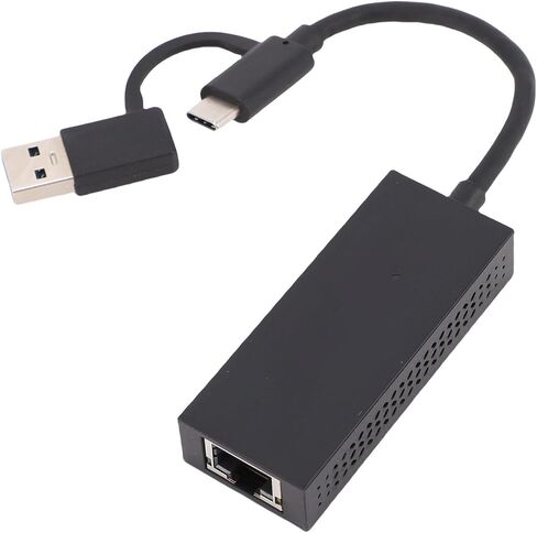 2.5Gbps USB Ethernet Adapter, USB C to Ethernet Adapters, Dual C A to RJ45 Network Converter with LED Indicator, Ideal for Computer Devices in Kuwait