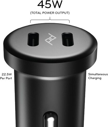Peak Design Premium Dual USB-C Car Charger – 45W Total Output, Compact Metal Car Adapter, Fast Charging Compatible with iPhone, Android, Tablets & More – Low Profile Aluminum Build in Saudi Arabia