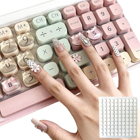 80pcs Keyboard for Long Nails, with 100pcs Double-Sided Tape, Protective Long Nail Keyboard Stickers, Reusable Keyboard Bubbles for Long Nails, Universal Fit for Laptop, PC, MacBook Desktop Use in Kuwait