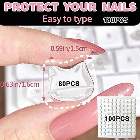 80pcs Keyboard for Long Nails, with 100pcs Double-Sided Tape, Protective Long Nail Keyboard Stickers, Reusable Keyboard Bubbles for Long Nails, Universal Fit for Laptop, PC, MacBook Desktop Use in Kuwait