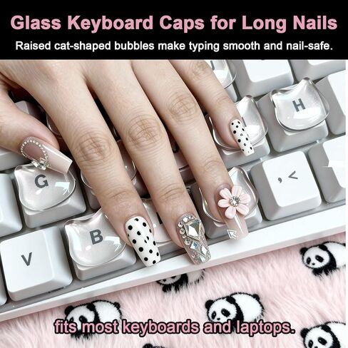 80pcs Keyboard for Long Nails, with 100pcs Double-Sided Tape, Protective Long Nail Keyboard Stickers, Reusable Keyboard Bubbles for Long Nails, Universal Fit for Laptop, PC, MacBook Desktop Use in Kuwait