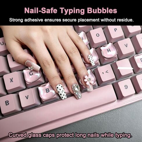 80pcs Keyboard for Long Nails, with 100pcs Double-Sided Tape, Protective Long Nail Keyboard Stickers, Reusable Keyboard Bubbles for Long Nails, Universal Fit for Laptop, PC, MacBook Desktop Use in Kuwait