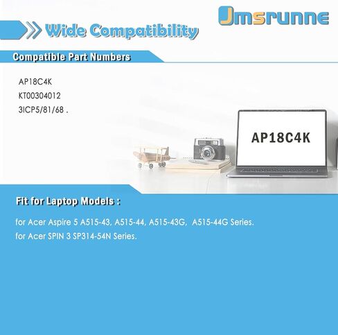 48Wh AP18C4K Laptop Battery Replacement for Acer Aspire 5 A515-44 A515-43 A515-44G A515-43G Spin 3 SP314-54N SP314-54N-54XS A515-43-R057 A515-43G-R05T A515-44G-R26L A515-43G-R1SJ 11.4V in Kuwait