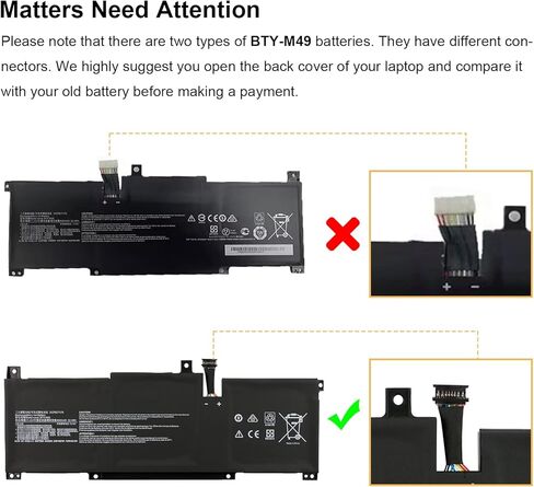 BTY-M49 Laptop Battery Replacement for MSI Modern 14 B4M B4MW B10M B10MW B10R B10RAS B11M B11MO B11MW B11SB Prestige 14 A10M A10RAS A10RB A10RD A10SC A11MT Summit E14 A11SCS A11SCST MS-14C1 MS-14DK in Kuwait