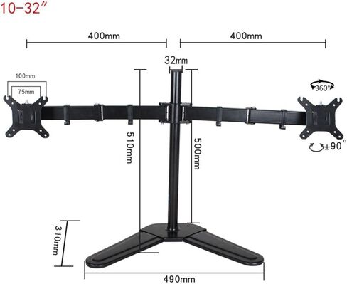 Monitor Arms Dual Monitor Desk Mount, Fully Adjustable Arm for 2 Monitors, Heavy Duty Steel Stand Fits 10-32" Within 17.6 Lbs Per Desk Accessories in Kuwait