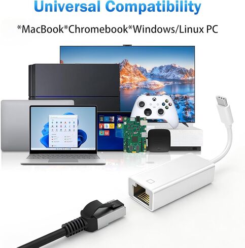 محول CleverThings USB C إلى Ethernet [متوافق مع Thunderbolt 3/4] USB من النوع C إلى RJ45 Gigabit Ethernet لأجهزة MacBook Pro/Air وiPhone 17 Pro/Max وiPad Pro وiMac وS23 وXPS 17 والمزيد in Kuwait